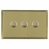 Linea-Scala CFX Antique Brass Frame/Satin Brass Front 3 gang 100W LED 2 Way Push On/Off Rotary Dimmer Antique Brass
