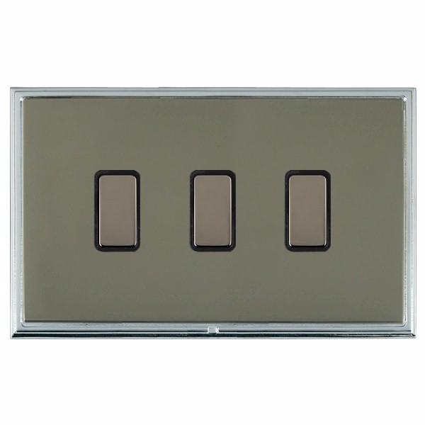 Linea-Scala CFX Bright Chrome Frame/Black Nickel Front 3x250W/210VA Resistive/Inductive Trailing Edge Touch Master Multi-Way Dimmers Bright Chrome/Black