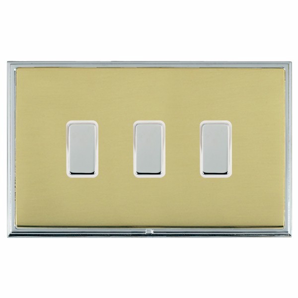 Linea-Scala CFX Bright Chrome Frame/Polished Brass Front 3x250W/210VA Resistive/Inductive Trailing Edge Touch Master Multi-Way Dimmers Bright Chrome/White