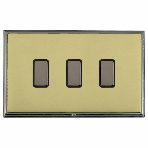 Linea-Scala CFX Black Nickel Frame/Polished Brass Front 3x250W/210VA Resistive/Inductive Trailing Edge Touch Master Multi-Way Dimmers Black Nickel/Black