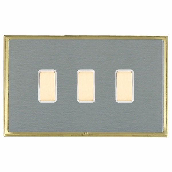 Linea-Scala CFX Satin Brass Frame/Satin Steel Front 3x250W/210VA Resistive/Inductive Trailing Edge Touch Master Multi-Way Dimmers Satin Brass/White