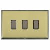 Linea-Scala CFX Black Nickel Frame/Polished Brass Front 3 gang Multi-Way Touch Slave Controller Black Nickel/Black