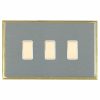 Linea-Scala CFX Satin Brass Frame/Satin Steel Front 3 gang Multi-Way Touch Slave Controller Satin Brass/White