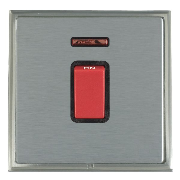 Linea-Scala CFX Satin Nickel Frame/Satin Steel Front 1 gang 45A Double Pole Rocker and Neon Red/Black