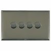 Linea-Scala CFX Black Nickel Frame/Black Nickel Front 4 gang 100W LED 2 Way Push On/Off Rotary Dimmer Black Nickel
