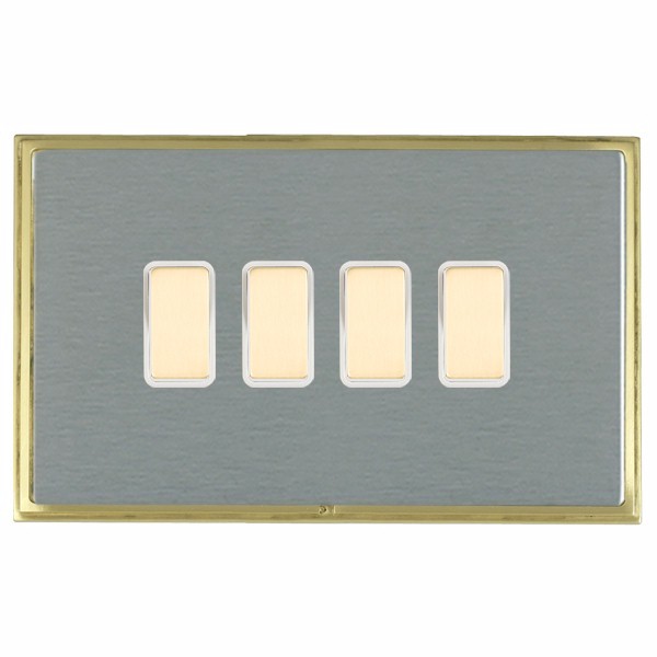 Linea-Scala CFX Satin Brass Frame/Satin Steel Front 4x250W/210VA Resistive/Inductive Trailing Edge Touch Master Multi-Way Dimmers Satin Brass/White