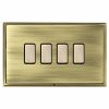 Linea-Scala CFX Antique Brass Frame/Antique Brass Front 4 gang Multi-Way Touch Slave Controller Antique Brass/Black