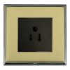 Linea-Scala CFX Black Nickel Frame/Polished Brass Front 1 gang 15A 110V AC American Unswitched Socket Black
