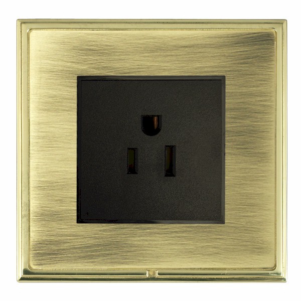 Linea-Scala CFX Polished Brass Frame/Antique Brass Front 1 gang 15A 110V AC American Unswitched Socket Black