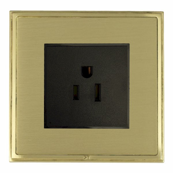 Linea-Scala CFX Satin Brass Frame/Satin Brass Front 1 gang 15A 110V AC American Unswitched Socket Black