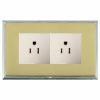 Linea-Scala CFX Bright Chrome Frame/Polished Brass Front 2 gang 15A 110V AC American Unswitched Socket White
