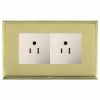Linea-Scala CFX Polished Brass Frame/Polished Brass Front 2 gang 15A 110V AC American Unswitched Socket White