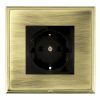 Linea-Scala CFX Polished Brass Frame/Antique Brass Front 1 gang 10/16A 220/250V AC German Unswitched Socket Black