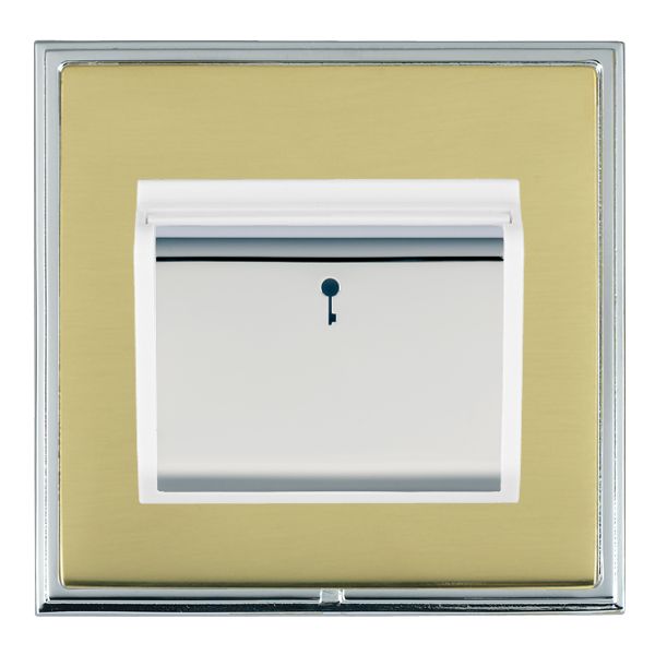 Linea-Scala CFX Bright Chrome Frame/Polished Brass Front 1 gang 10A (6AX) Card Switch On/Off with Blue LED Locator Bright Chrome/White