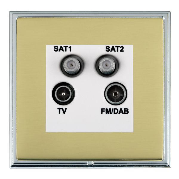 Linea-Scala CFX Bright Chrome Frame/Polished Brass Front Non-Isolated TV+FM+SAT1+SAT2 Quadplexer 2in/4out (DAB Compatible) White