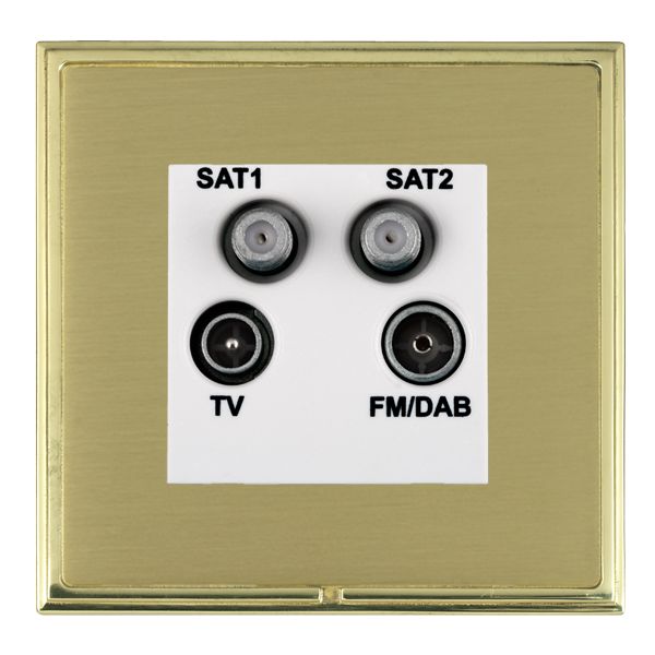 Linea-Scala CFX Polished Brass Frame/Satin Brass Front Non-Isolated TV+FM+SAT1+SAT2 Quadplexer 2in/4out (DAB Compatible) White