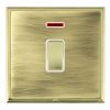 Linea-Scala CFX Polished Brass Frame/Antique Brass Front 1 gang 20AX Double Pole Rocker and Neon Polished Brass/White