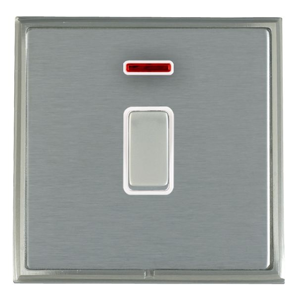 Linea-Scala CFX Satin Nickel Frame/Satin Steel Front 1 gang 20AX Double Pole Rocker and Neon Satin Steel/White