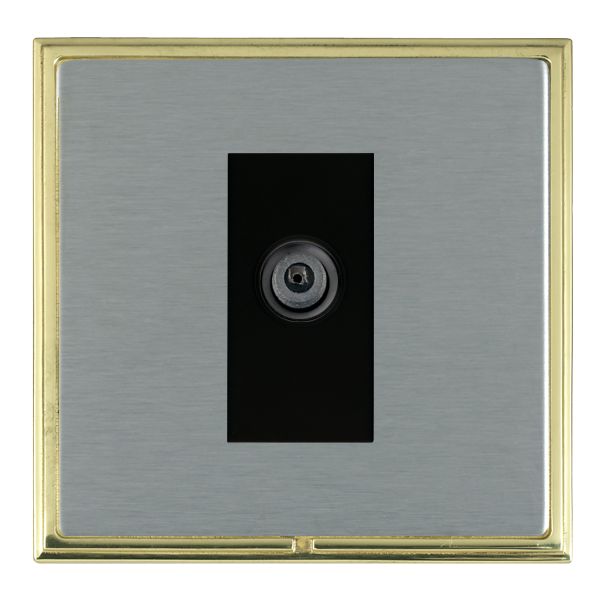Linea-Scala CFX Polished Brass Frame/Satin Steel Front 1 gang Non-Isolated Digital Satellite (DAB Compatible) Black