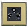 Linea-Scala CFX Black Nickel Frame/Polished Brass Front Non-Isolated TV+FM+SAT Triplexer 1in/3out (DAB Compatible) Black