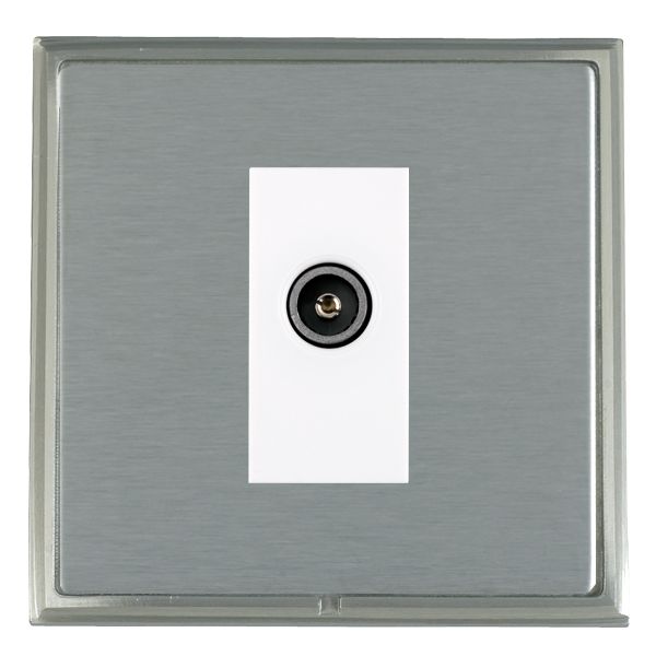 Linea-Scala CFX Satin Nickel Frame/Satin Steel Front 1 gang Non-Isolated TV (Female) (DAB Compatible) White