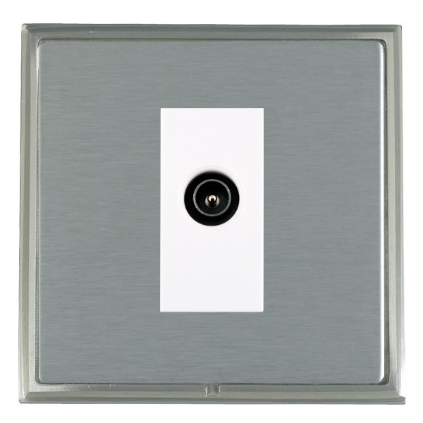 Linea-Scala CFX Satin Nickel Frame/Satin Steel Front 1 gang Non-Isolated TV (Male) (DAB Compatible) White
