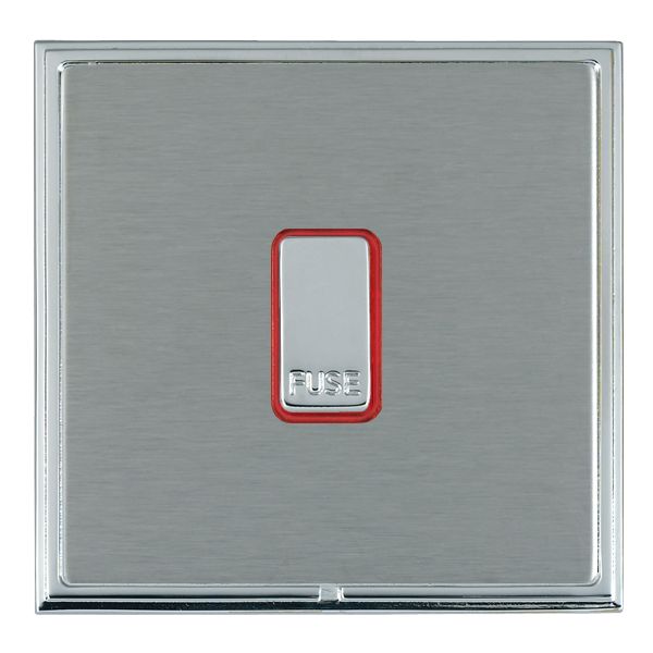 Linea-Scala CFX Bright Chrome Frame/Satin Steel Front 1 gang 13A Fuse with Neon Halo Bright Chrome/Red
