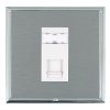Linea-Scala CFX Bright Chrome Frame/Satin Steel Front 1 gang RJ12 Outlet - Unshielded White