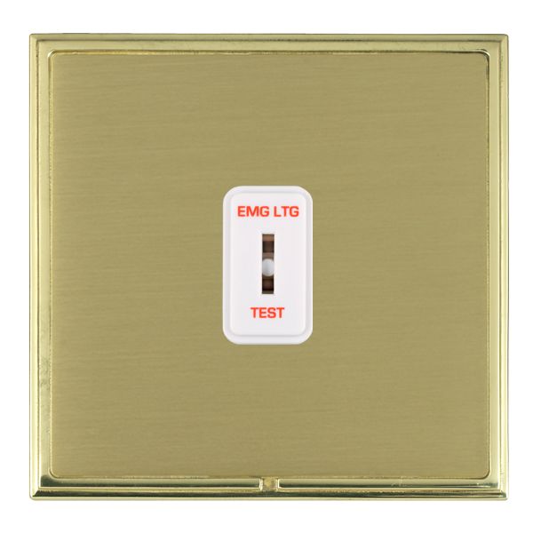 Linea-Scala CFX Polished Brass Frame/Satin Brass Front 1 gang 20AX 2 Way Key switch EMG LTG TEST White