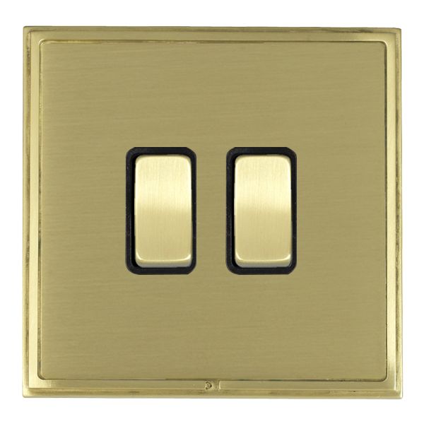 Linea-Scala CFX Satin Brass Frame/Satin Brass Front 2 gang 20AX 2 Way Rocker Satin Brass/Black