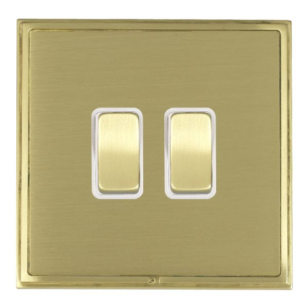 Linea-Scala CFX Satin Brass Frame/Satin Brass Front 2 gang 20AX 2 Way Rocker Satin Brass/White