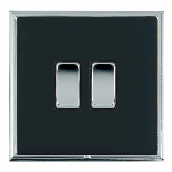 Linea-Scala CFX Bright Chrome Frame/Piano Black Front 2 gang 10AX 2 Way Rocker Bright Chrome/Black