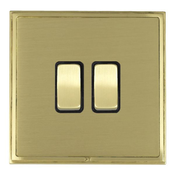 Linea-Scala CFX Satin Brass Frame/Satin Brass Front 2 gang 10AX 2 Way Rocker Satin Brass/Black