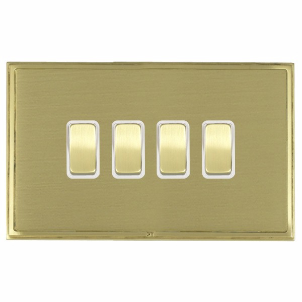 Linea-Scala CFX Satin Brass Frame/Satin Brass Front 4 gang 20AX 2 Way Rocker Satin Brass/White