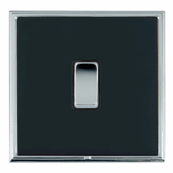 Linea-Scala CFX Bright Chrome Frame/Piano Black Front 1 gang 10AX Intermediate Rocker Bright Chrome/Black