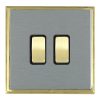 Linea-Scala CFX Satin Brass Frame/Satin Steel Front 2 gang 20AX Intermediate Rocker Satin Brass/Black