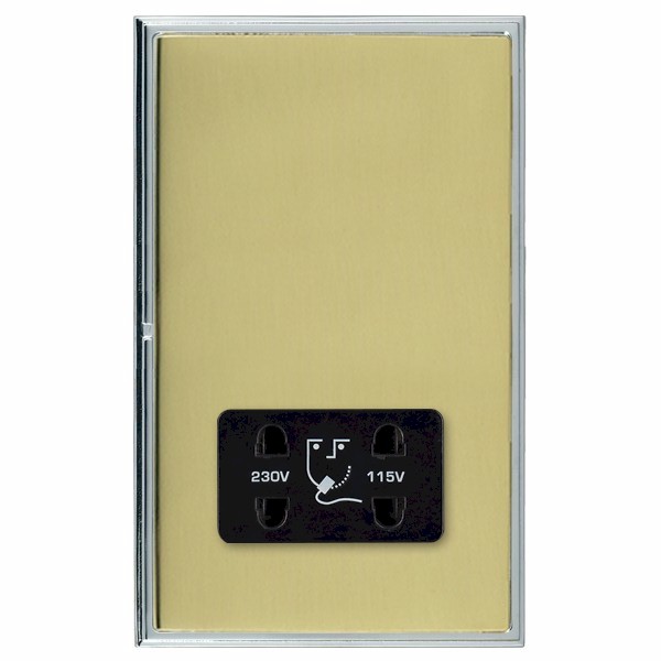 Linea-Scala CFX Bright Chrome Frame/Polished Brass Front Shaver Dual Voltage Unswitched Socket (Vertically Mounted) Black
