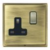 Linea-Scala CFX Antique Brass Frame/Antique Brass Front 1 gang 13A Double Pole Switched Socket Antique Brass/Black