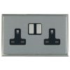 Linea-Scala CFX Satin Nickel Frame/Satin Steel Front 2 gang 13A Double Pole Switched Socket Satin Steel/Black