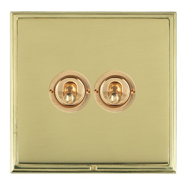 Linea-Scala CFX Polished Brass Frame/Polished Brass Front 2 gang 20AX 2 Way Toggle Polished Brass