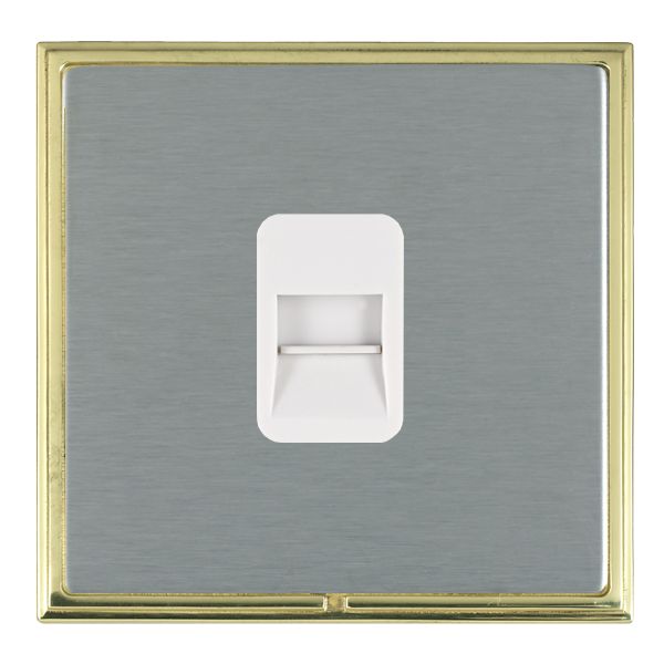 Linea-Scala CFX Polished Brass Frame/Satin Steel Front 1 gang Telephone Master White