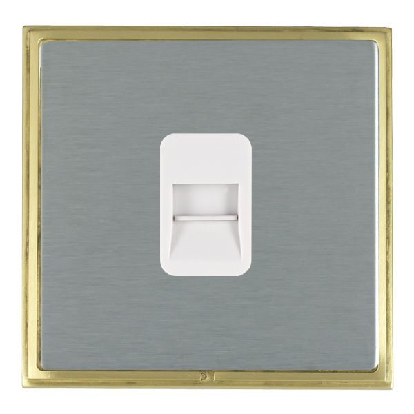 Linea-Scala CFX Satin Brass Frame/Satin Steel Front 1 gang Telephone Slave White