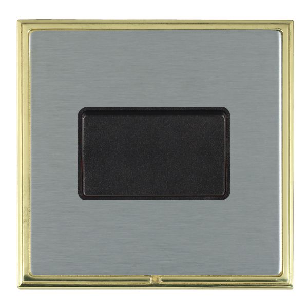 Linea-Scala CFX Polished Brass Frame/Satin Steel Front 1 gang 10A Triple Pole Rocker Black/Black