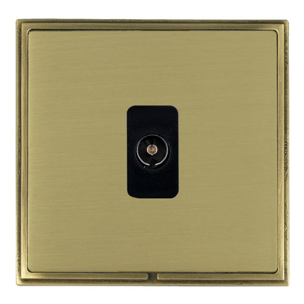 Linea-Scala CFX Antique Brass Frame/Satin Brass Front 1 gang Non-Isolated Television 1in/1out Black