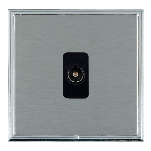 Linea-Scala CFX Bright Chrome Frame/Satin Steel Front 1 gang Non-Isolated Television 1in/1out Black