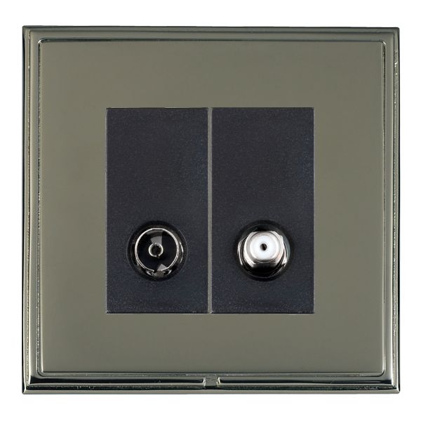 Linea-Scala CFX Black Nickel Frame/Black Nickel Front 2 gang Non-Isolated TV+Satellite 2in/2out Black