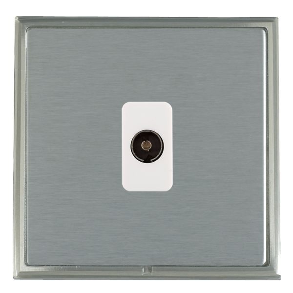 Linea-Scala CFX Satin Nickel Frame/Satin Steel Front 1 gang Non-Isolated Television 1in/1out White