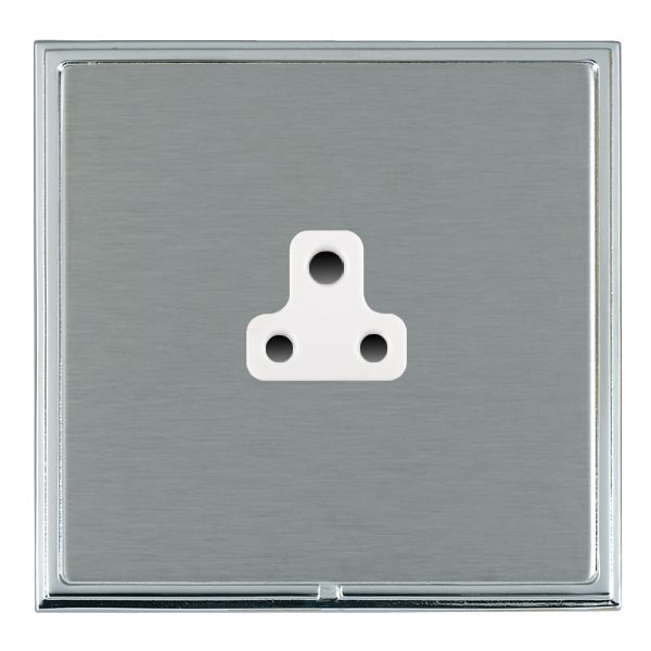 Linea-Scala CFX Bright Chrome Frame/Satin Steel Front 1 gang 2A Unswitched Socket White