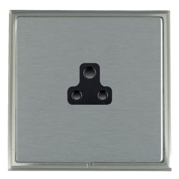Linea-Scala CFX Satin Nickel Frame/Satin Steel Front 1 gang 2A Unswitched Socket Black