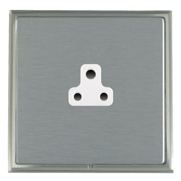 Linea-Scala CFX Satin Nickel Frame/Satin Steel Front 1 gang 2A Unswitched Socket White